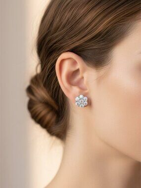 925 Sterling Silver Diamond Moissanite Silver Stud Earrings